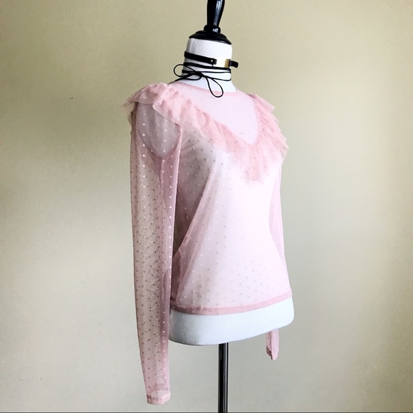 Forever 21 Sheer Blush Diamond Print Top - Picture 4 of 8